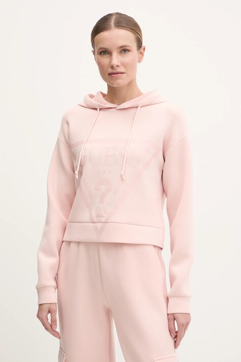 Guess bluza NEW ALISA femei, cu glugă, cu imprimeu, V2YQ08 K7UW2