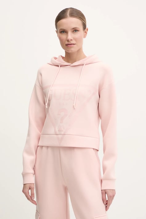 Guess bluza NEW ALISA femei, cu glugă, cu imprimeu, V2YQ08 K7UW2