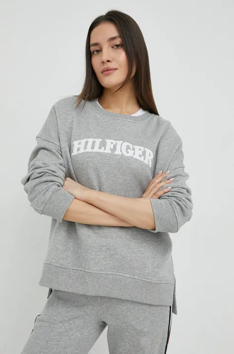 Βαμβακερή μπλούζα Tommy Hilfiger γυναικεία, χρώμα: γκρι