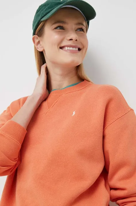 Polo Ralph Lauren bluza damska kolor pomarańczowy gładka