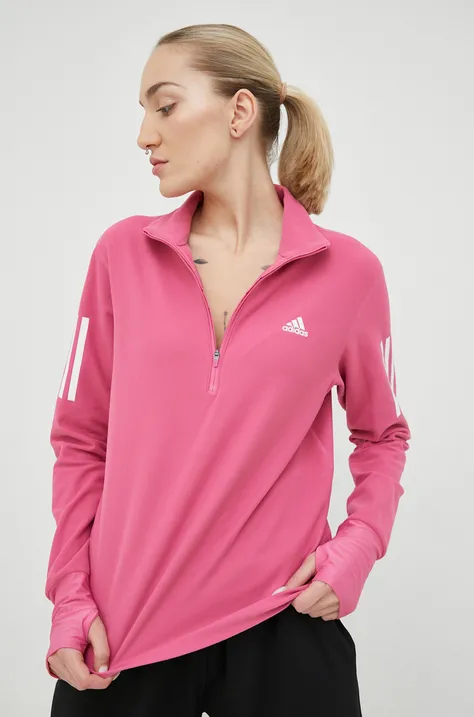 Pulover za tek adidas Performance Own the Run ženska, roza barva