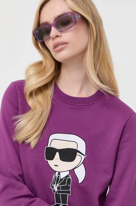 Кофта Karl Lagerfeld жіноча колір фіолетовий з аплікацією