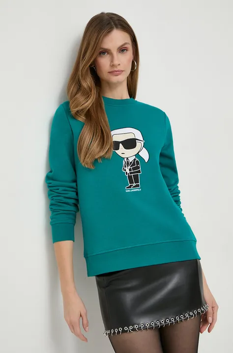 Karl Lagerfeld bluza damska kolor zielony z aplikacją