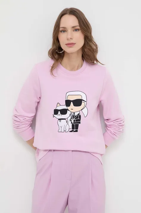 Karl Lagerfeld bluza damska kolor różowy z aplikacją