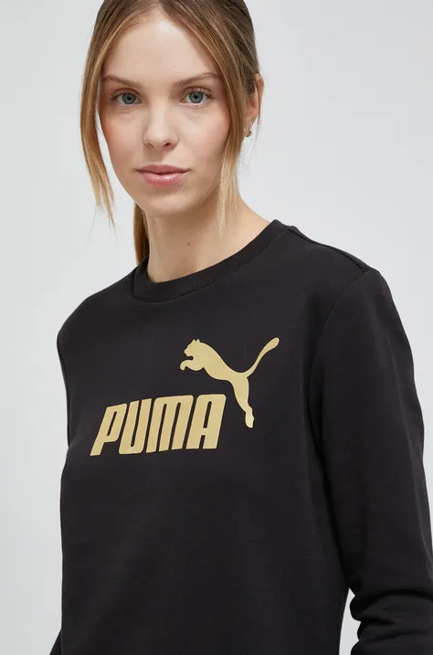 Dukserica Puma za žene, boja: crna, s uzorkom