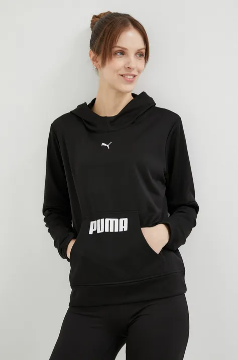 Puma hanorac de antrenament Train All Day culoarea negru, cu glugă, cu imprimeu