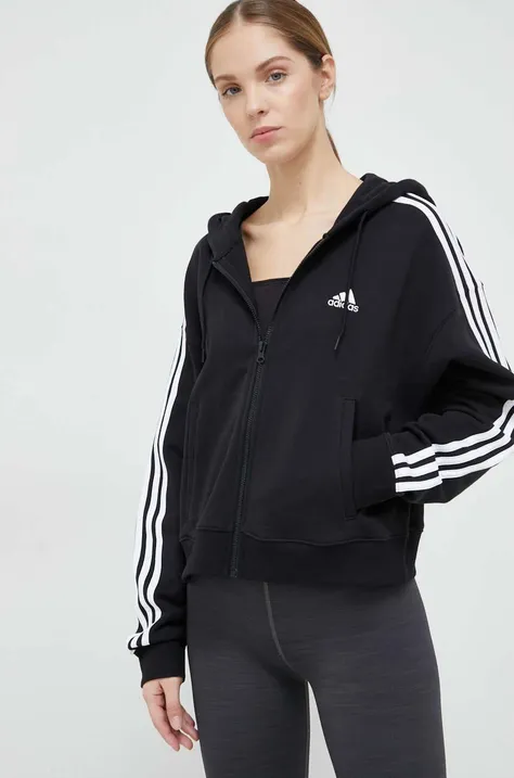 Кофта adidas женская цвет чёрный с капюшоном узор