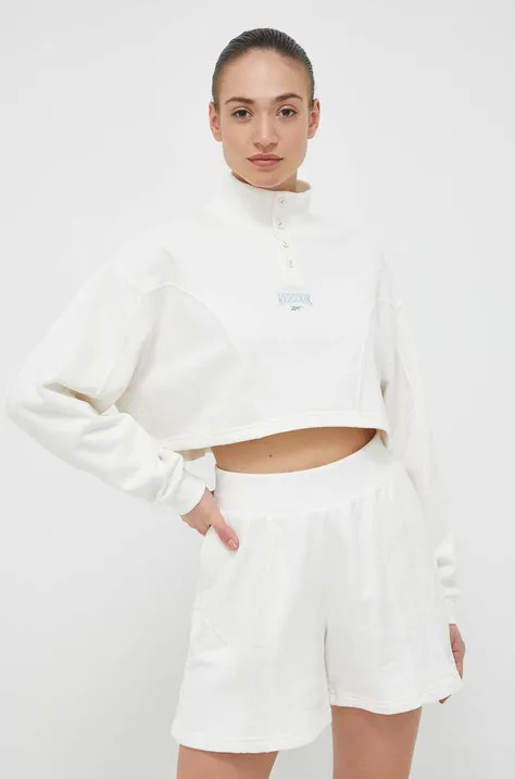 Reebok Classic cotton sweatshirt Varsity women's white color