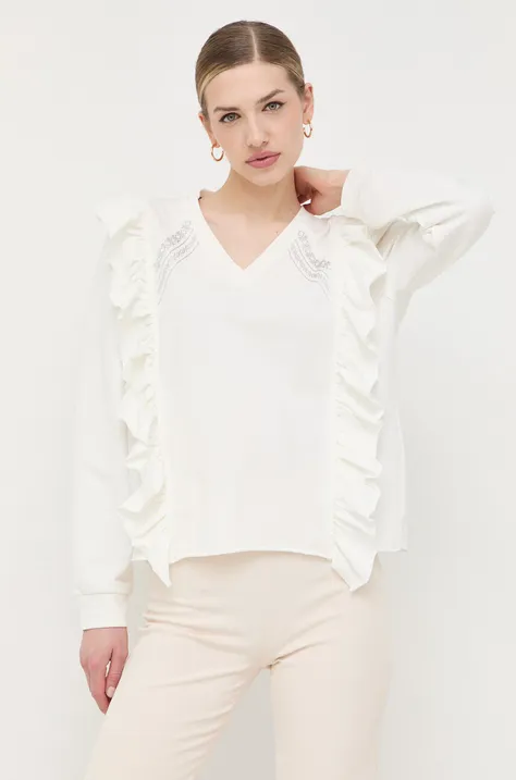 Liu Jo bluza damska kolor beżowy z aplikacją