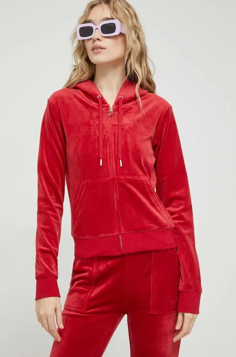 Μπλούζα Juicy Couture Robertson χρώμα: κόκκινο, με κουκούλα