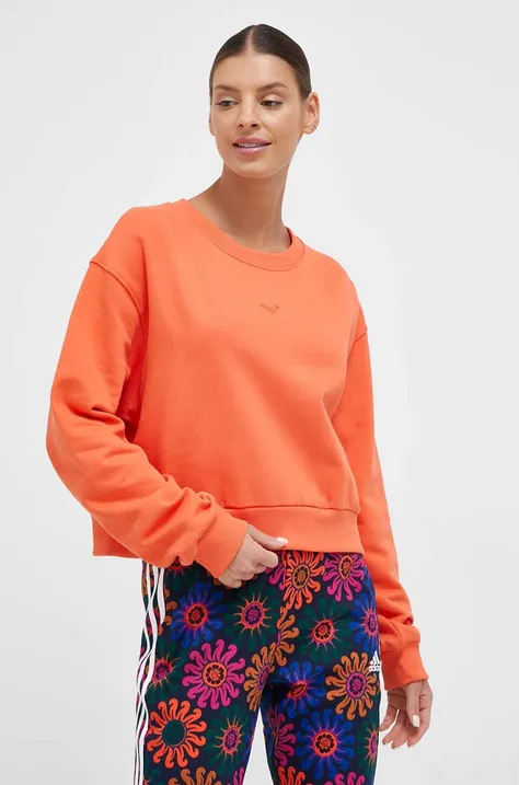 Βαμβακερή μπλούζα Roxy γυναικεία, χρώμα: πορτοκαλί