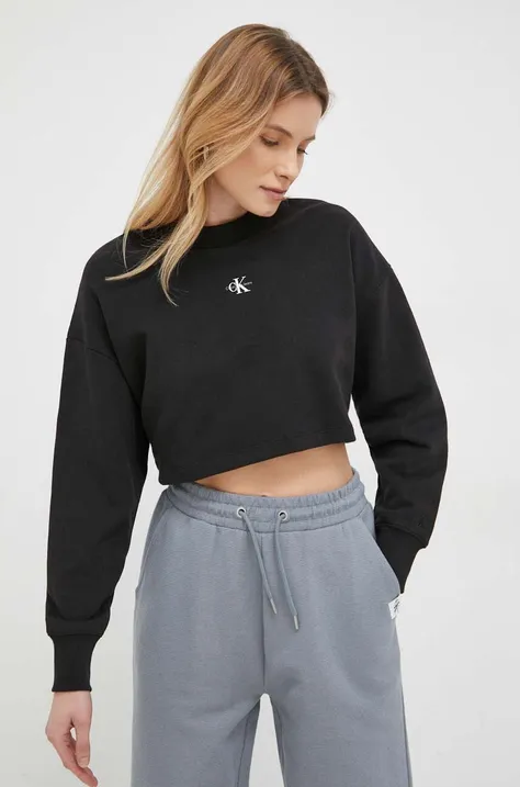 Bombažen pulover Calvin Klein Jeans ženska, črna barva