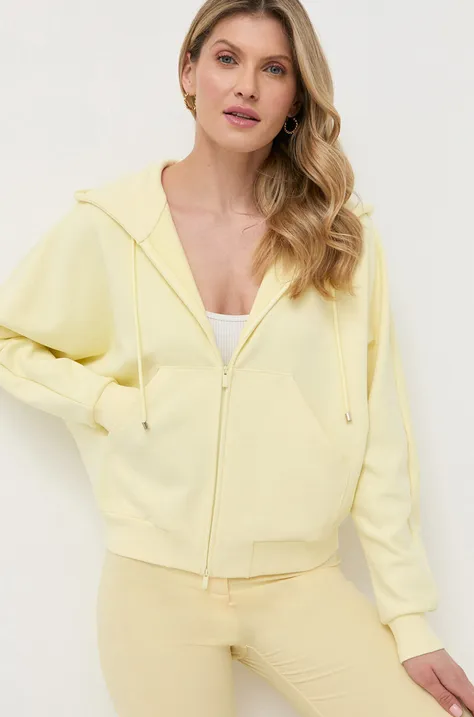 Mikina Max Mara Leisure dámska, žltá farba, s kapucňou, jednofarebná