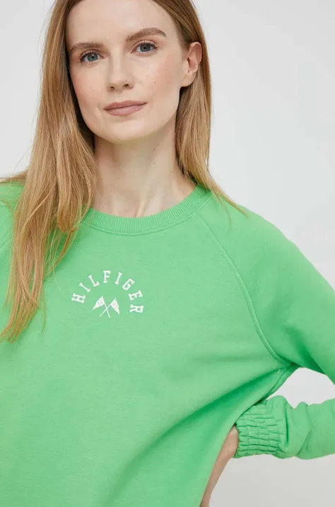 Dukserica Tommy Hilfiger za žene, boja: zelena, s aplikacijom
