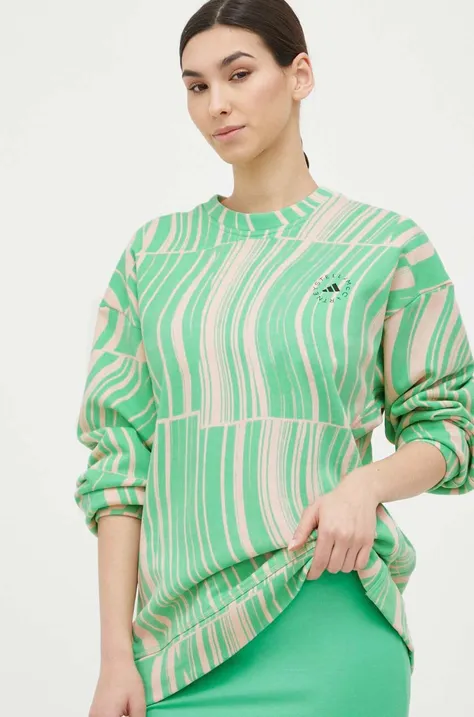 Bombažen pulover adidas by Stella McCartney ženska, zelena barva