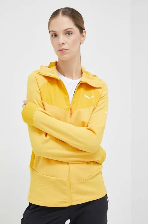 Спортивная кофта Salewa Agner цвет жёлтый с капюшоном однотонная