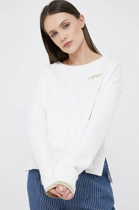 Tommy Hilfiger bluza bawełniana damska kolor biały z aplikacją
