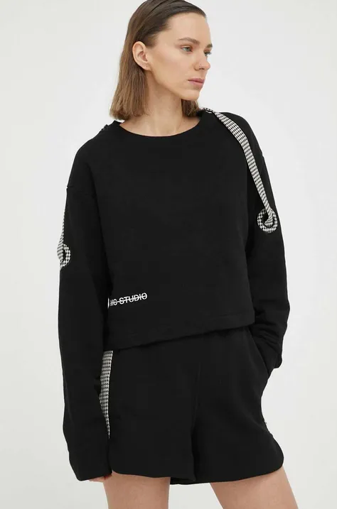 Bombažen pulover MMC STUDIO ženska, črna barva