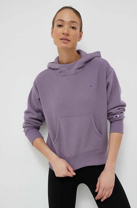 Кофта Champion жіноча колір фіолетовий з капюшоном однотонна