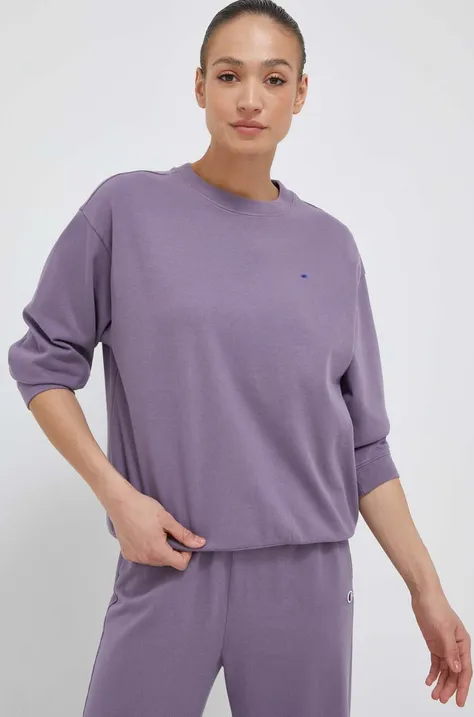 Бавовняна кофта Champion жіноча колір фіолетовий однотонна