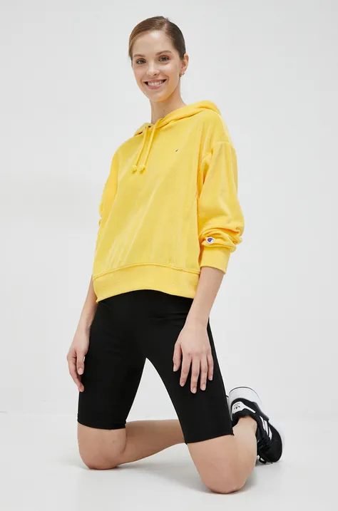 Mikina Champion dámska, žltá farba, s kapucňou, jednofarebná