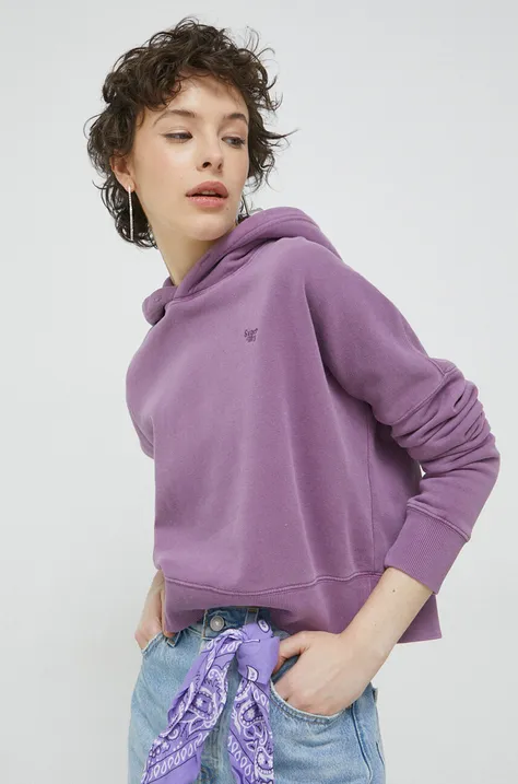 Bluza Superdry ženska, vijolična barva, s kapuco