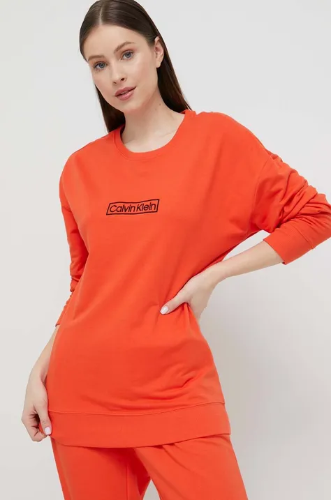Calvin Klein Underwear kapucnis pulcsi otthoni viseletre narancssárga, nyomott mintás