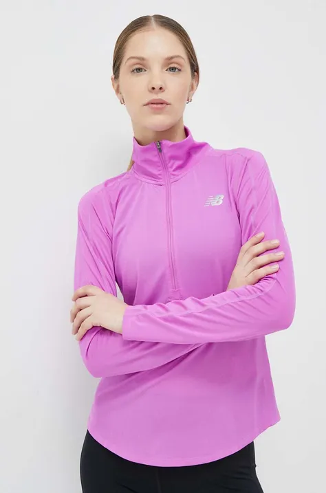 New Balance bluza do biegania Accelerate kolor fioletowy gładka