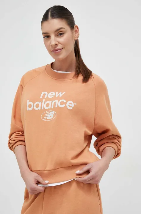 New Balance bluza damska kolor pomarańczowy z nadrukiem WT31508SEI-SEI