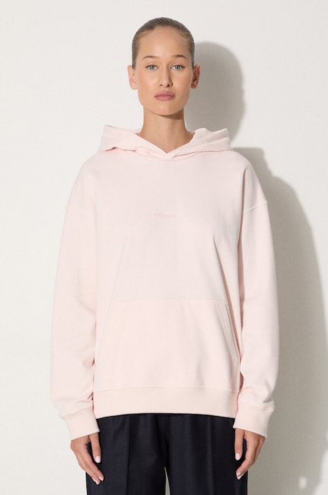 New Balance bluza bawełniana damska kolor różowy z kapturem gładka WT23554WAN-WAN