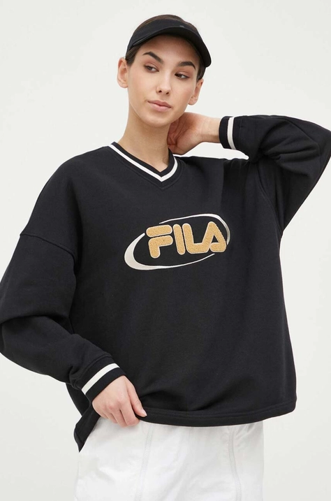 Pulover Fila x Hailey Bieber ženski, črna barva