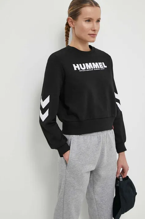 Бавовняна кофта Hummel жіноча колір чорний з принтом