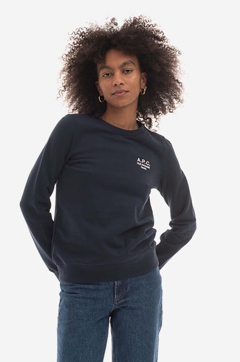 A.P.C. cotton sweatshirt Sweat Skye women's navy blue color COEZD-F27700 BRIGHT PINK