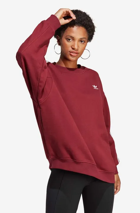 Bombažen pulover adidas Originals ženska, rdeča barva