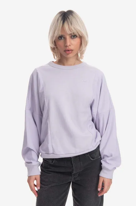 Хлопковая кофта adidas Originals женская цвет фиолетовый однотонная IC5305-violet