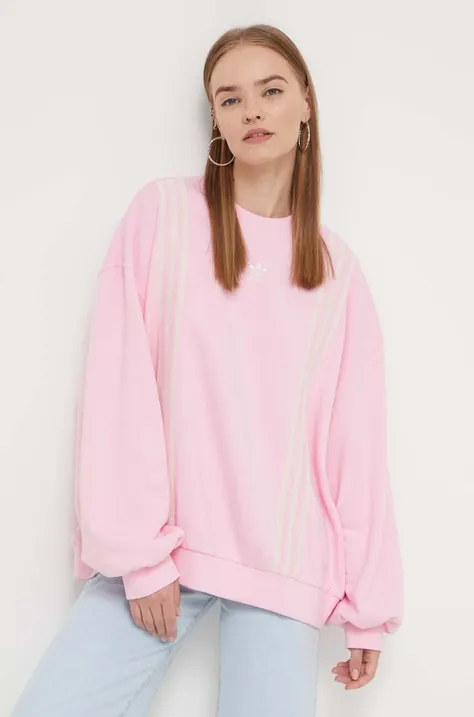 Bombažen pulover adidas Originals ženska, roza barva