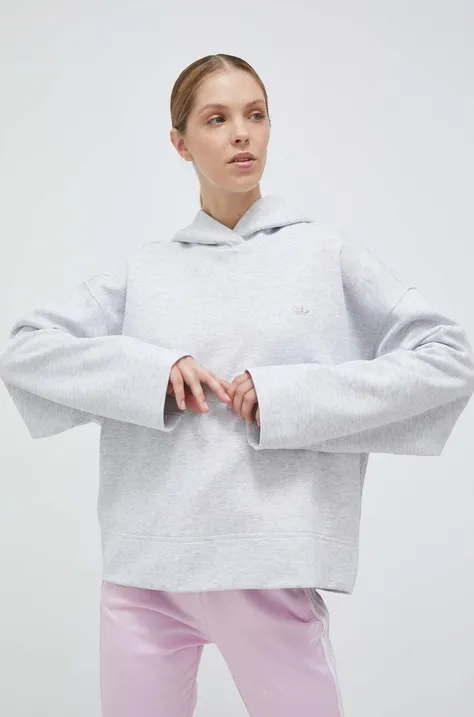 Кофта adidas Originals женская цвет серый с капюшоном меланж IC5246-LGREYH