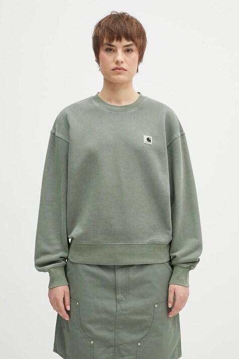 Бавовняна кофта Carhartt WIP W' Nelson Sweatshirt колір зелений однотонна I029537.1YFGD