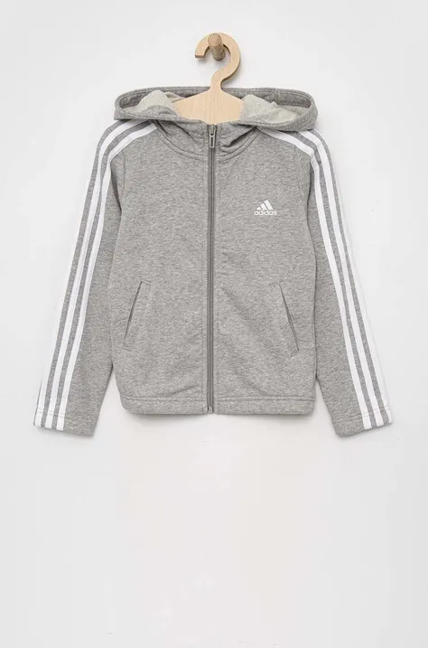 Детская кофта adidas G 3S FZ цвет серый с капюшоном однотонная