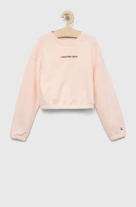Calvin Klein Jeans bluza dziecięca kolor różowy z nadrukiem