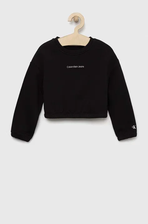 Calvin Klein Jeans bluza copii culoarea negru, cu imprimeu