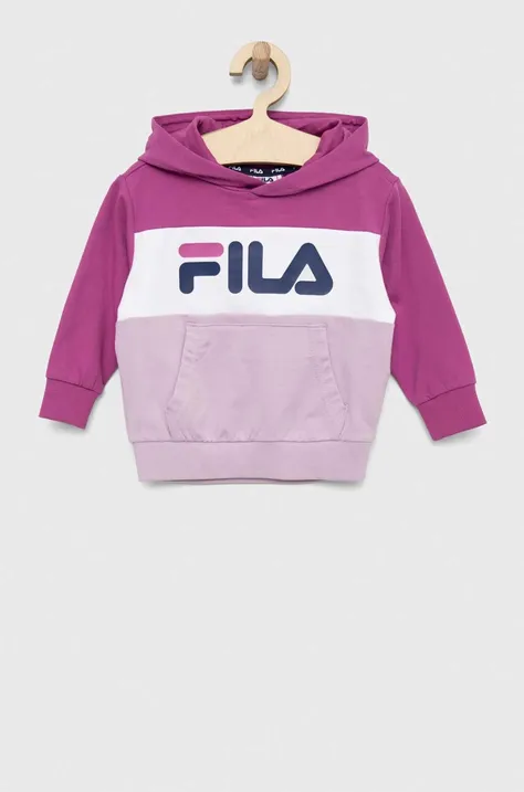 Детская кофта Fila цвет фиолетовый с капюшоном с принтом