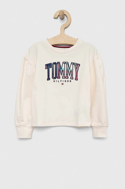 Otroški pulover Tommy Hilfiger bež barva