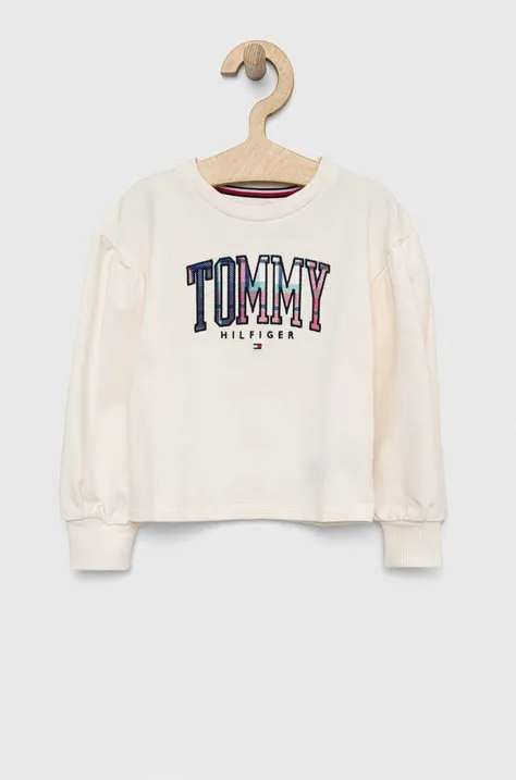 Tommy Hilfiger bluza copii culoarea bej, cu imprimeu