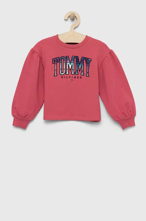 Tommy Hilfiger bluza dziecięca kolor różowy z aplikacją