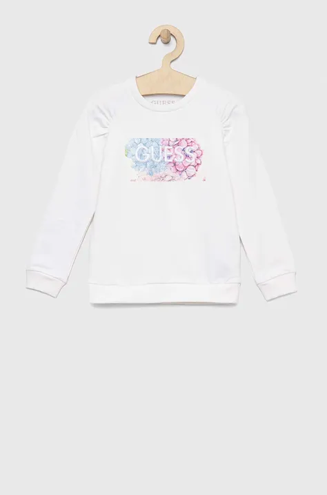 Guess bluza dziecięca kolor biały z aplikacją
