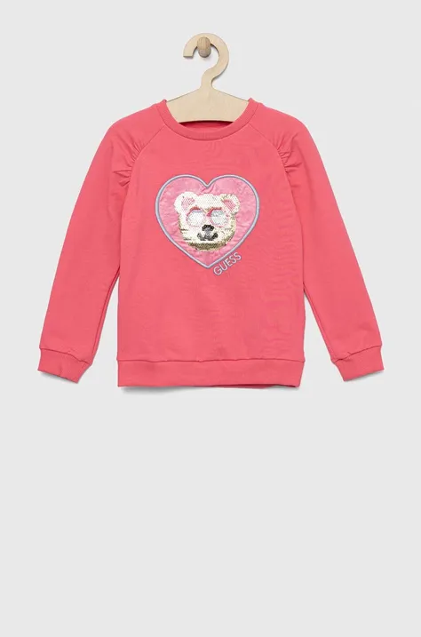 Παιδική μπλούζα Guess χρώμα: ροζ