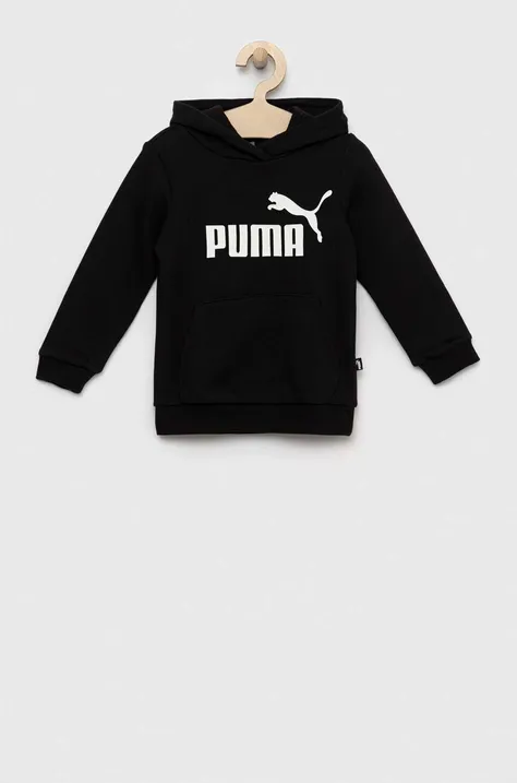 Детская кофта Puma ESS Logo Hoodie TR G цвет чёрный с капюшоном с принтом