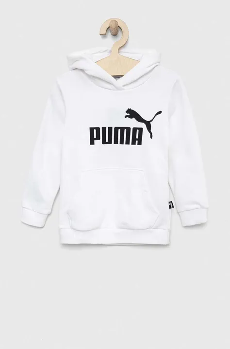 Dječja dukserica Puma ESS Logo Hoodie TR G boja: bijela, s kapuljačom, s tiskom