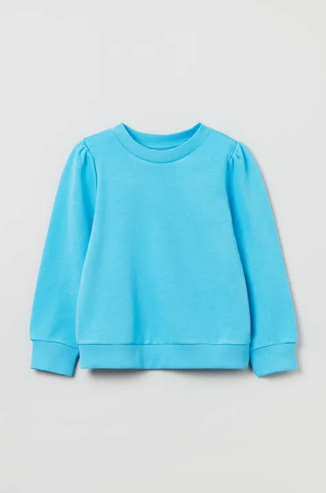 OVS bluza bawełniana dziecięca kolor niebieski gładka